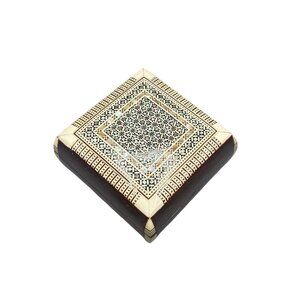Square Vtg Egyptian Mother of Pearl Marquetry Inlay Wood Trinket Jewelry Box